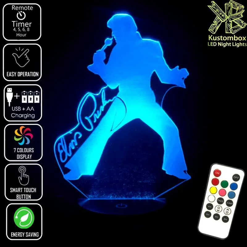 Elvis Presley Statue King of Pop 3D LED Night Light Lamp