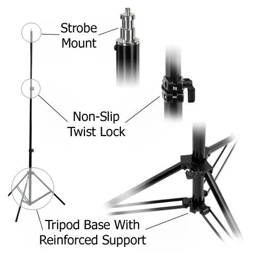 Fotodiox Heavy Duty Studio Light Stand FX-806, 8.25 ft. Stand with Spring Cushion for Studio Strobe, Lighting Fixtures