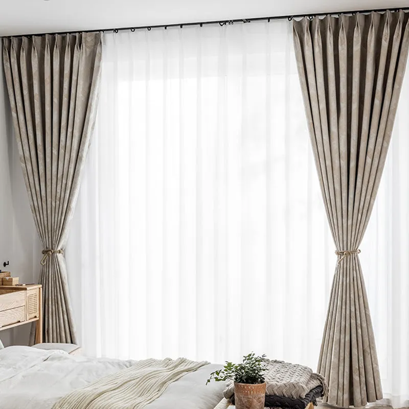 Frida Rustic Jacquard Complete Blackout Thermal Custom Curtain