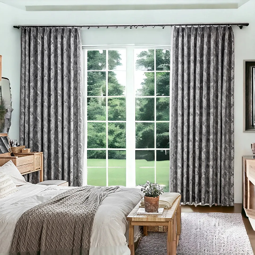 Frida Rustic Jacquard Complete Blackout Thermal Custom Curtain
