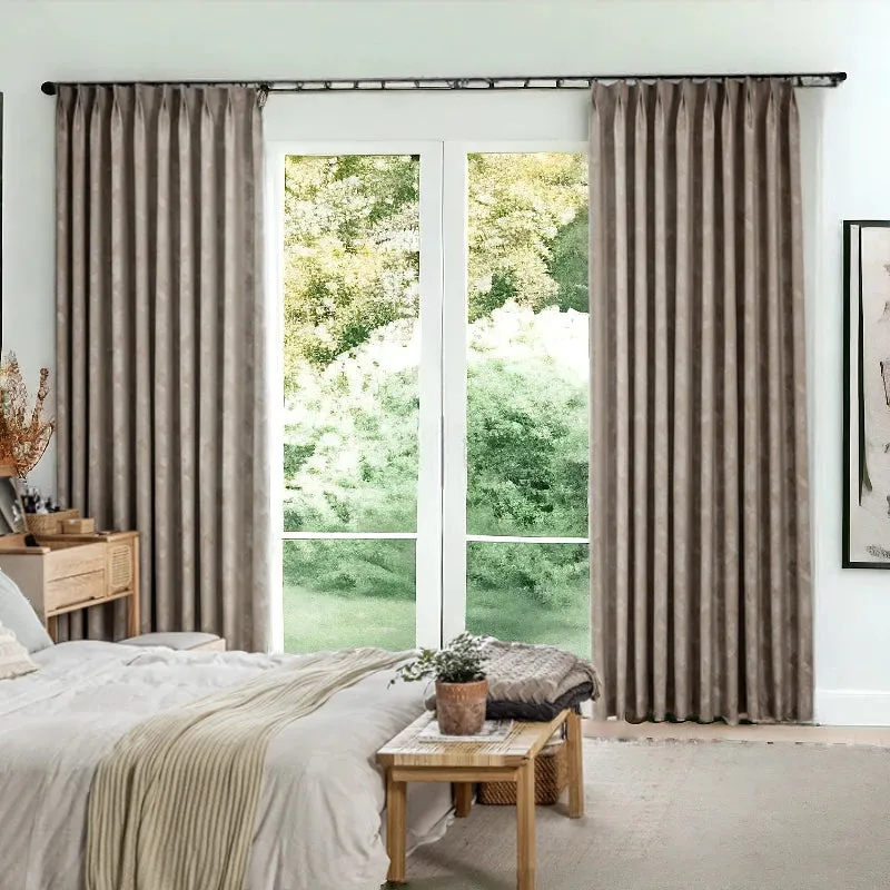 Frida Rustic Jacquard Complete Blackout Thermal Custom Curtain