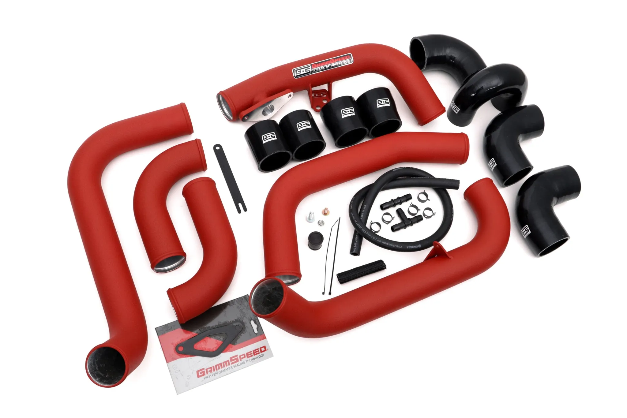 Front Mount Intercooler Kit [Inc. Red Piping] - Subaru 08-14 STI