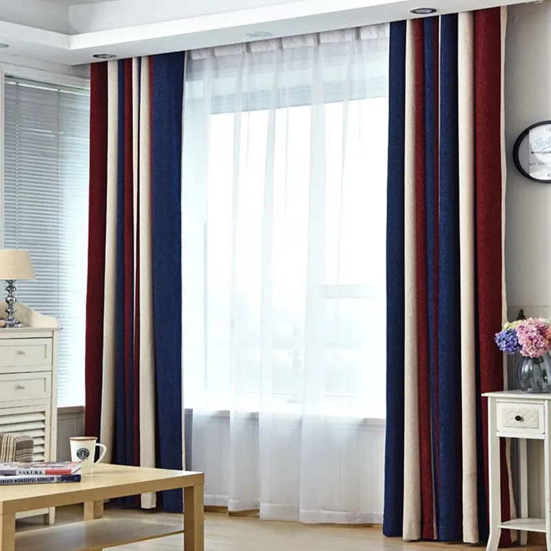 Gabrielle Mediterranean Color-Blocking Custom Blackout Curtain