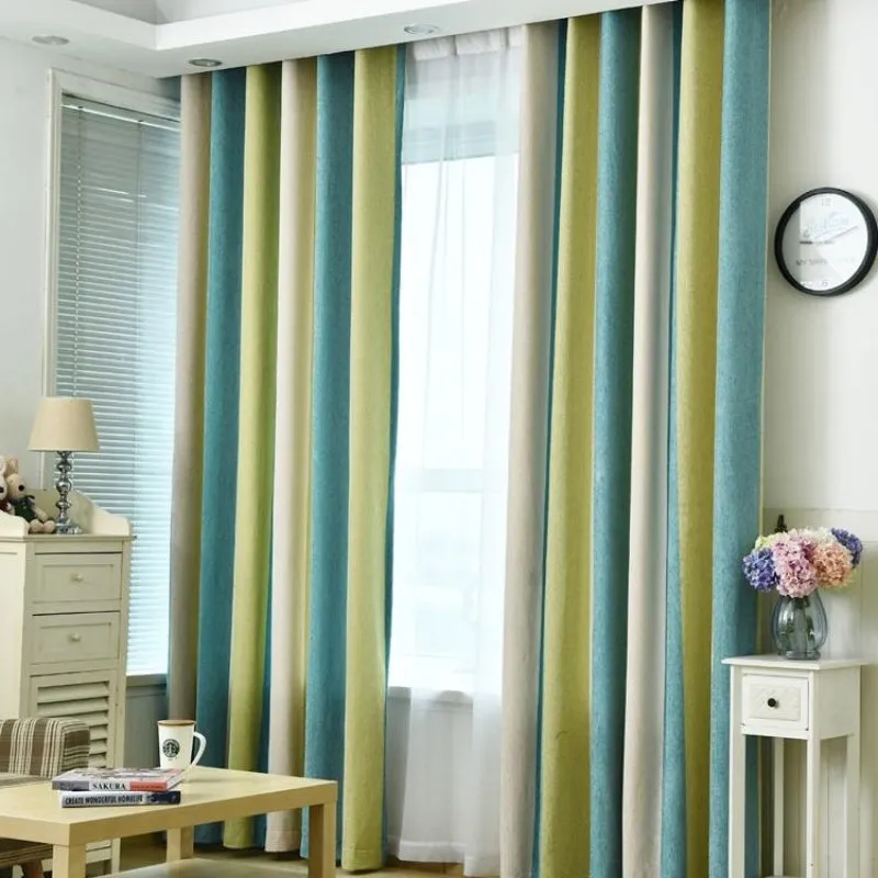 Gabrielle Mediterranean Color-Blocking Custom Blackout Curtain