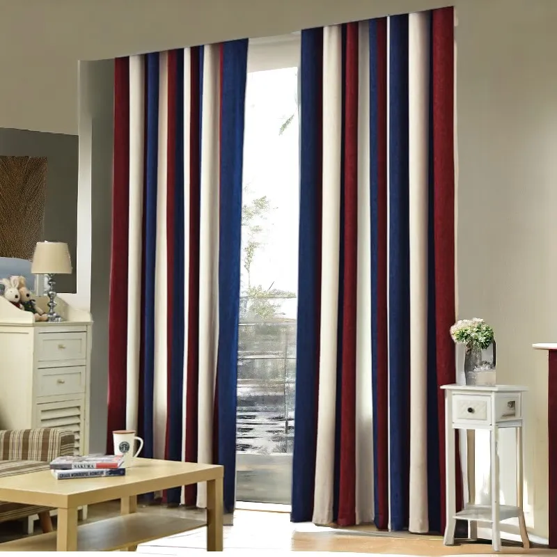 Gabrielle Mediterranean Color-Blocking Custom Blackout Curtain