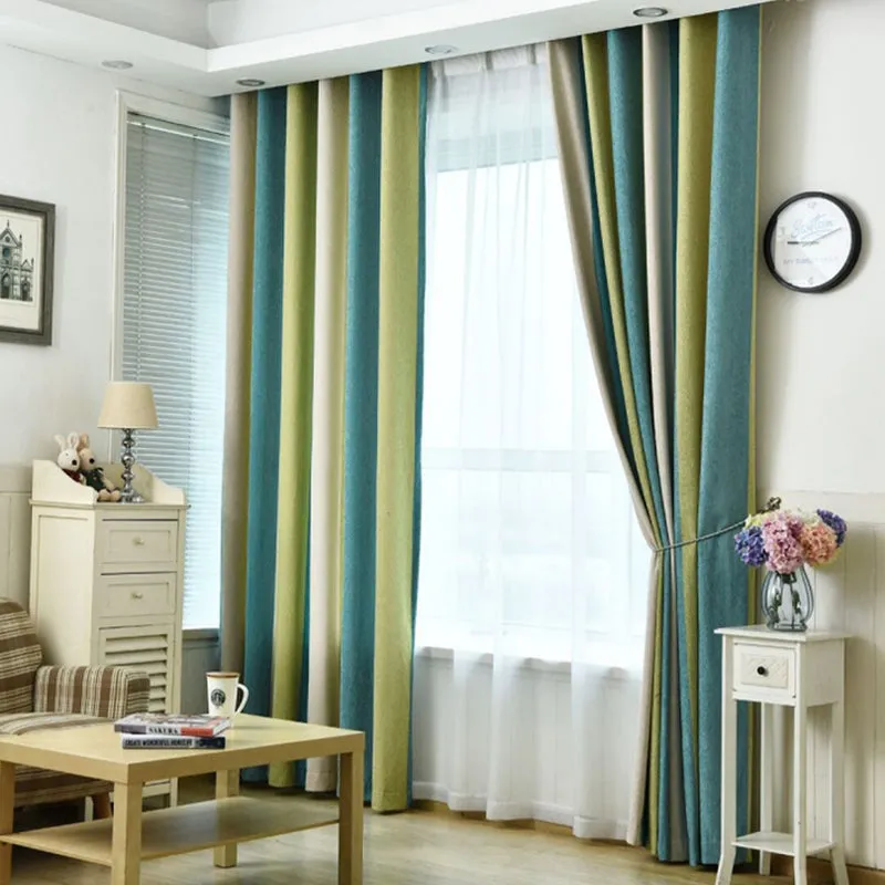 Gabrielle Mediterranean Color-Blocking Custom Blackout Curtain