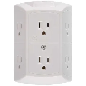 GE 56575 6-Outlet Grounded Wall Tap with Transformer-Resettable Circuit