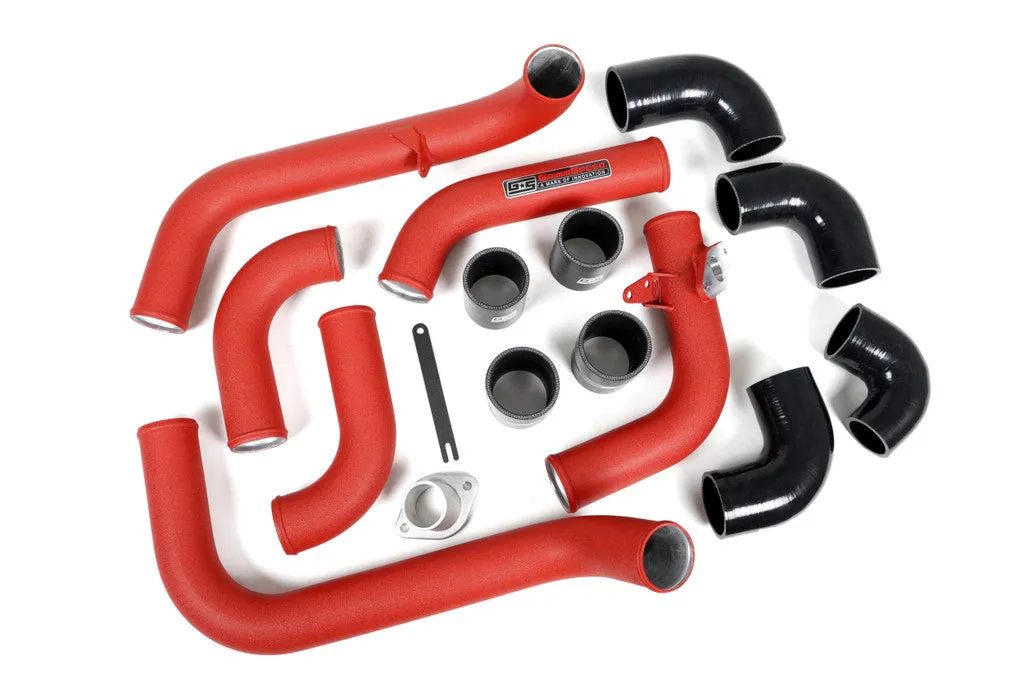 Grimmspeed Front Mount Intercooler Kit BLACK Coated [Inc. Red Piping] - Subaru 08-14 WRX - 090251