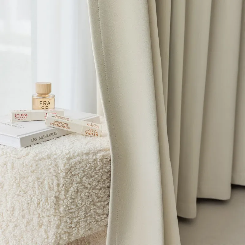 Halle Cream Japandi Cotton Linen Blackout Custom Curtain
