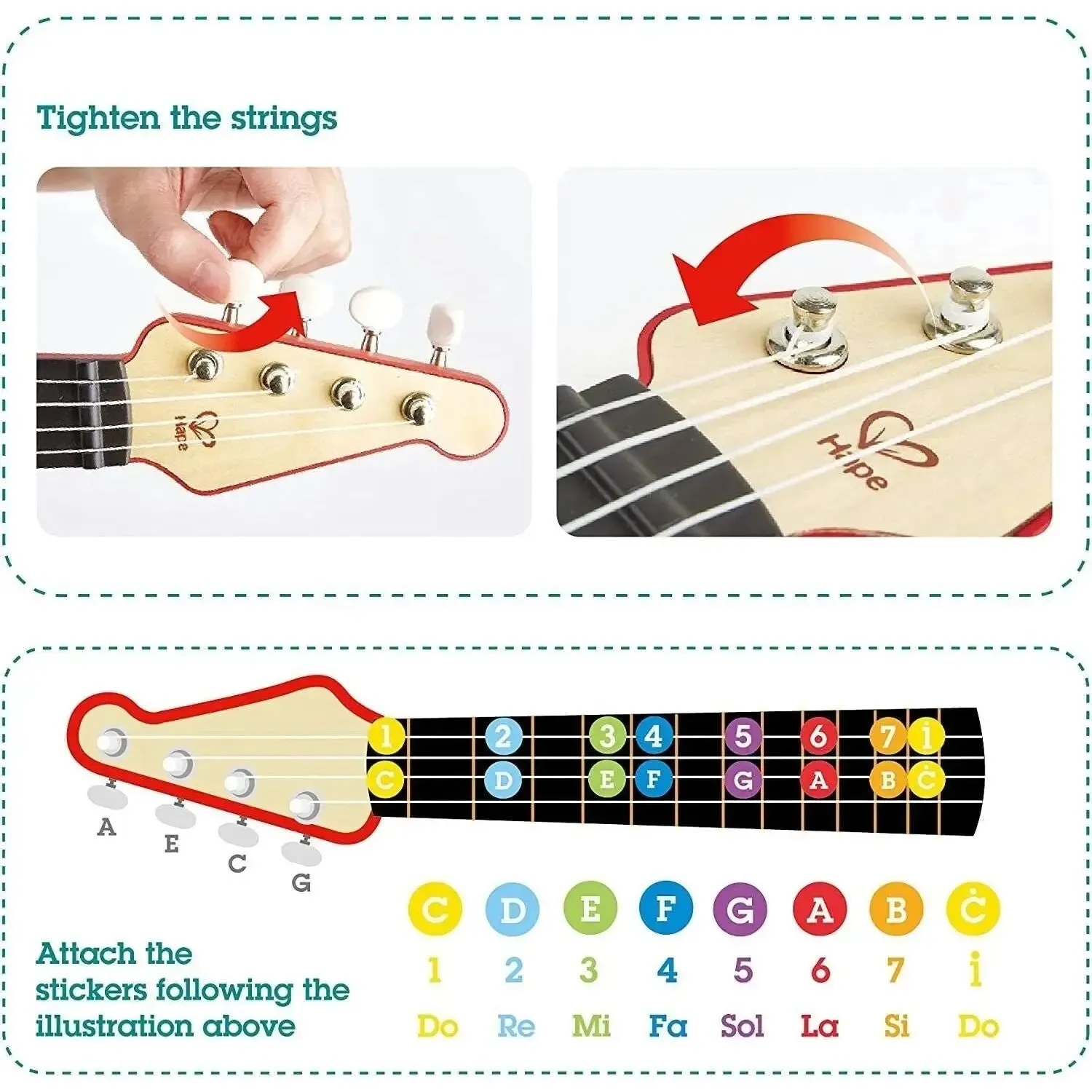 Hape Learn with Lights Electronic Ukulele