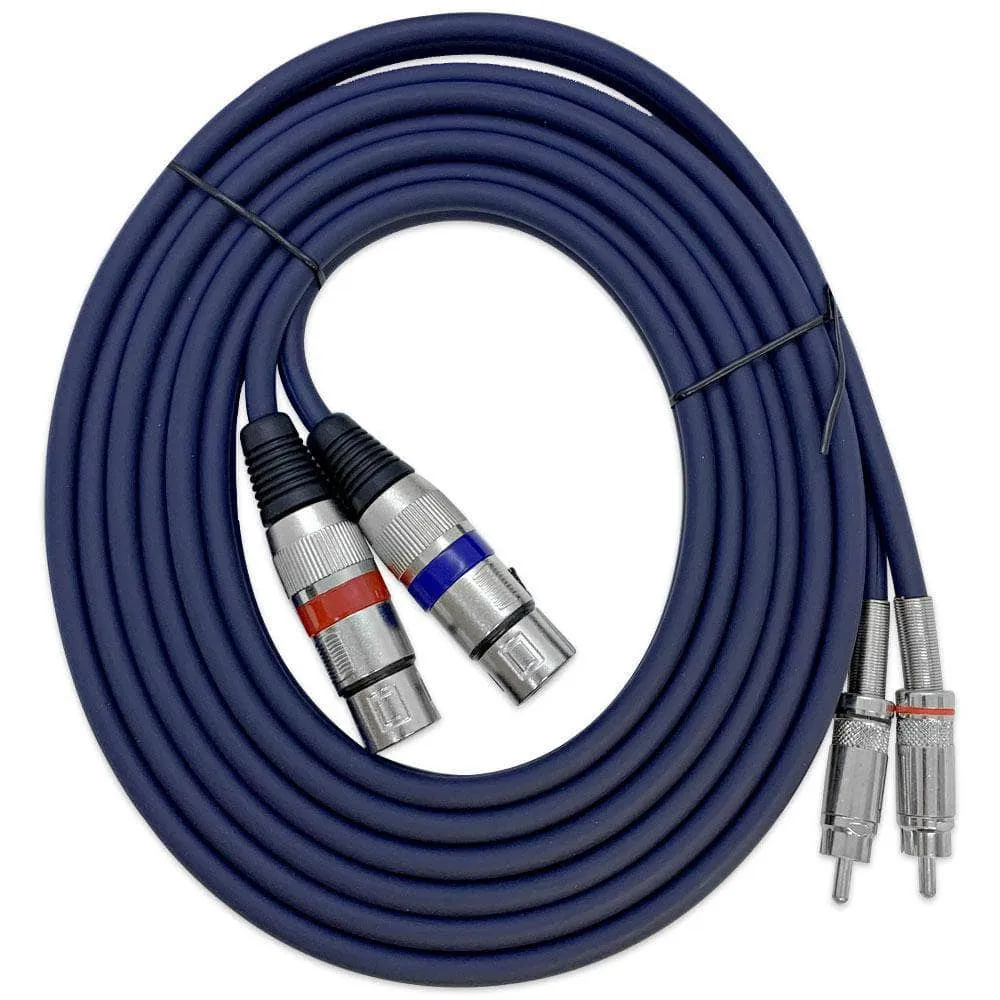 Heavy Duty 10 Foot Dual XLR to RCA Patch Cable, 2 XLR Female to 2 RCA Male Interconnect Patch Cord HiFi Stereo Pro Audio
