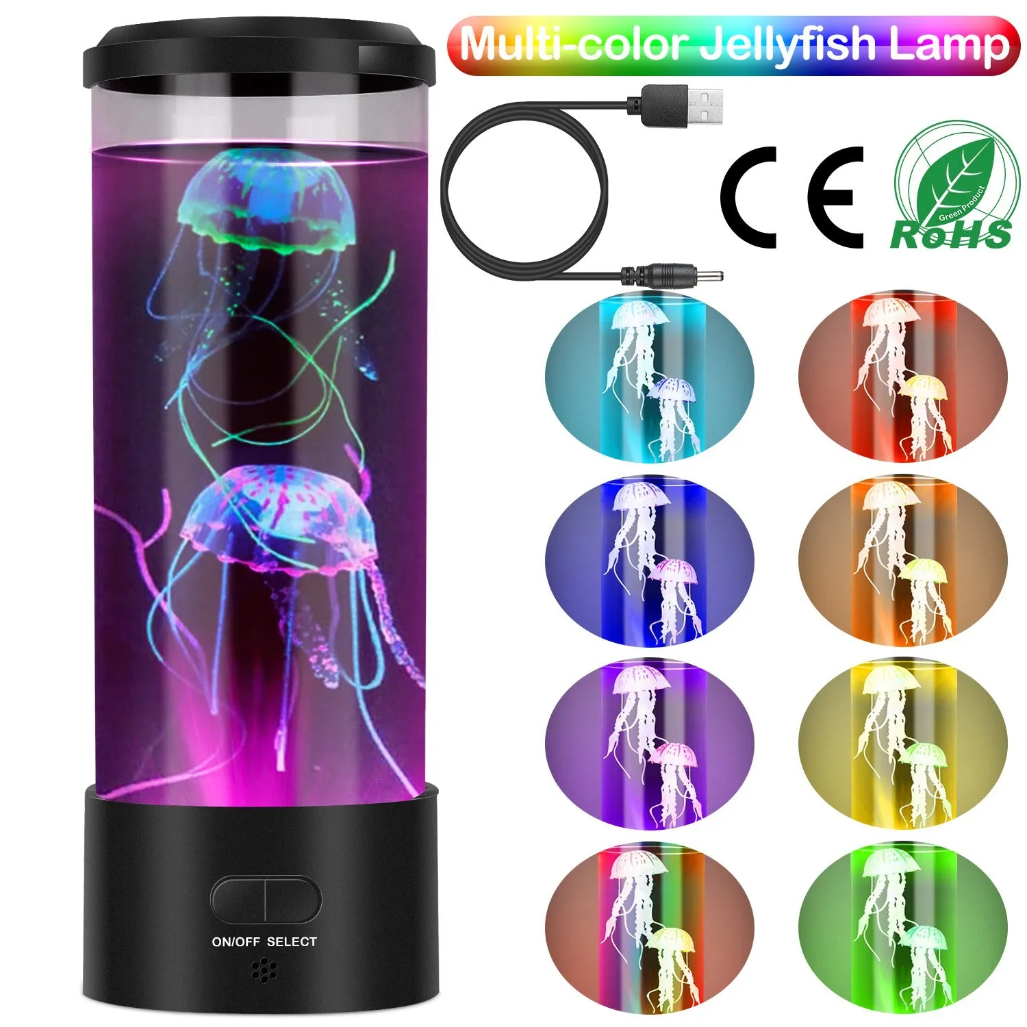 Jellyfish Lava Lamp Multicolor Changing Mood Night Light