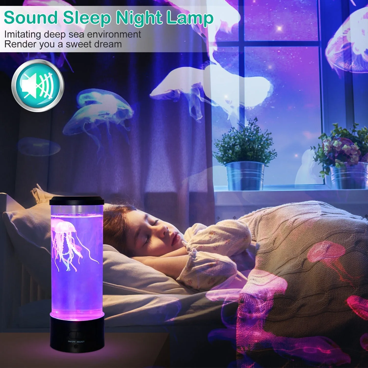 Jellyfish Lava Lamp Multicolor Changing Mood Night Light