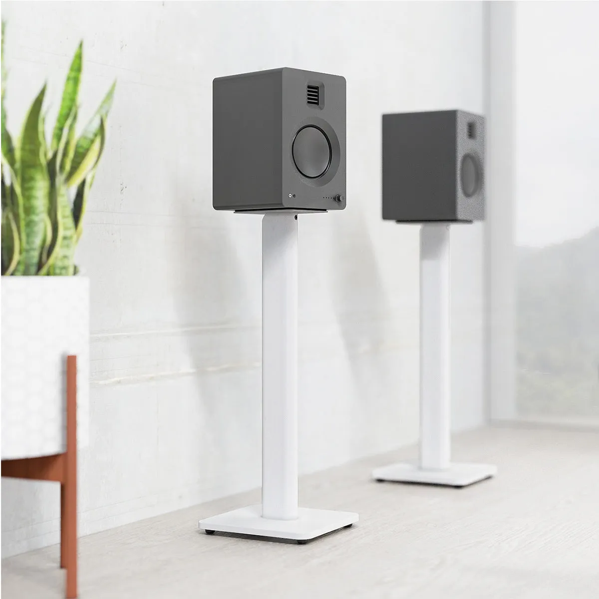 Kanto SP26PL 26" Bookshelf Speaker Stands with Rotating Top Plates and Cable Management - Pair (White)