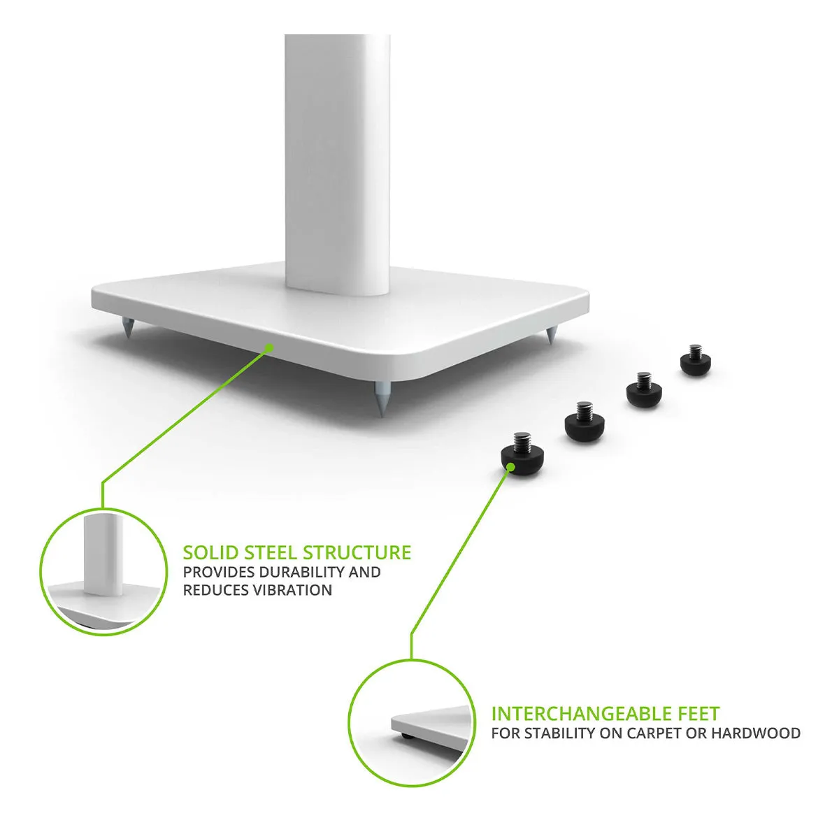 Kanto SP26PL 26" Bookshelf Speaker Stands with Rotating Top Plates and Cable Management - Pair (White)