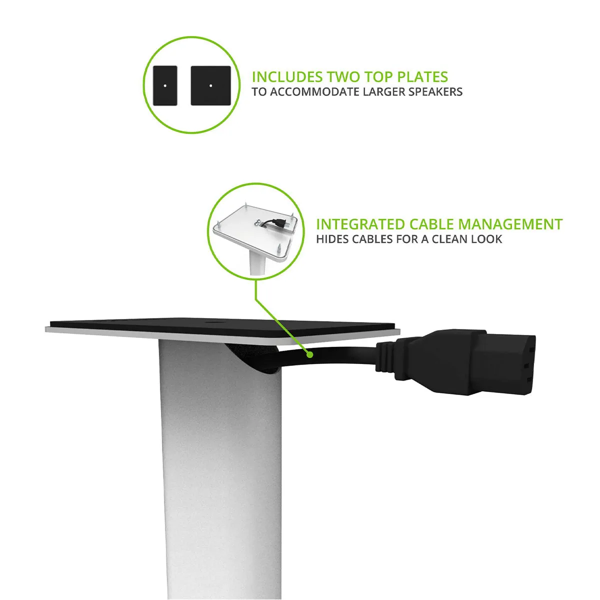 Kanto SP26PL 26" Bookshelf Speaker Stands with Rotating Top Plates and Cable Management - Pair (White)