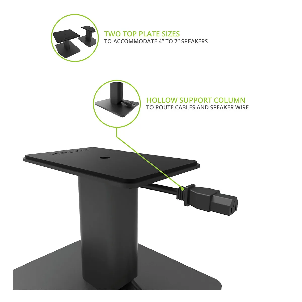 Kanto SP6HD 6" Universal Desktop Speaker Stands with Rotating Top Plates and Cable Management - Pair (Black)