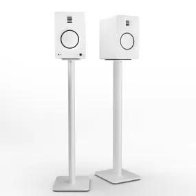 Kanto TUK 260W Powered Bookshelf Speakers with - Pair, Matte White with SP32PLW White Stand Bundle
