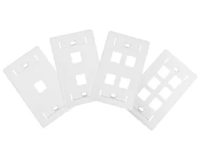 Keystone Wall Plate w/ ID Window, Single-Gang, Flush Port - Up to 6-Ports - Ivory/White