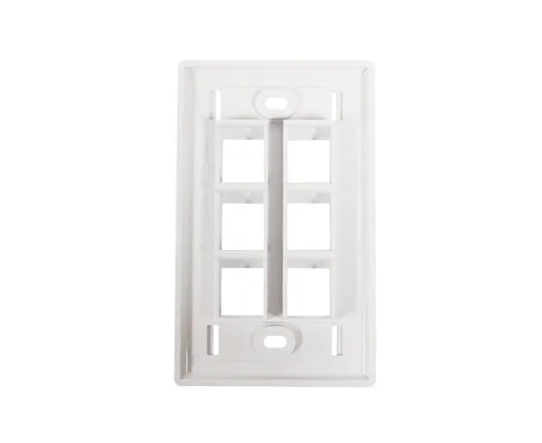 Keystone Wall Plate w/ ID Window, Single-Gang, Flush Port - Up to 6-Ports - Ivory/White