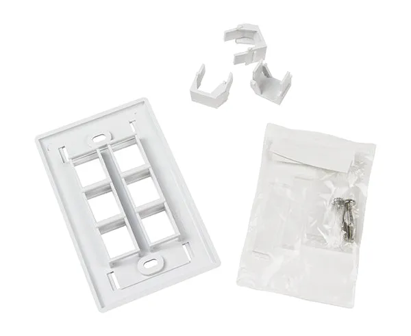 Keystone Wall Plate w/ ID Window, Single-Gang, Flush Port - Up to 6-Ports - Ivory/White