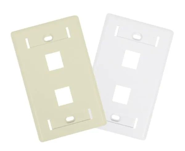Keystone Wall Plate w/ ID Window, Single-Gang, Flush Port - Up to 6-Ports - Ivory/White