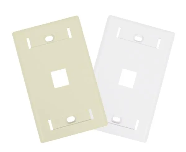 Keystone Wall Plate w/ ID Window, Single-Gang, Flush Port - Up to 6-Ports - Ivory/White