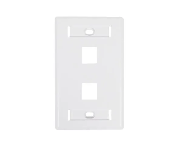Keystone Wall Plate w/ ID Window, Single-Gang, Flush Port - Up to 6-Ports - Ivory/White