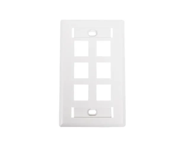 Keystone Wall Plate w/ ID Window, Single-Gang, Flush Port - Up to 6-Ports - Ivory/White