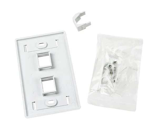 Keystone Wall Plate w/ ID Window, Single-Gang, Flush Port - Up to 6-Ports - Ivory/White