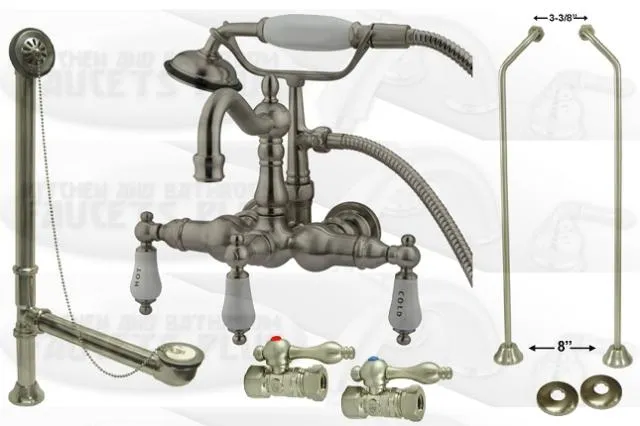 Kingston Brass Clawfoot Tub Faucet Kit - Satin Nickel - CCK1011T8-DO