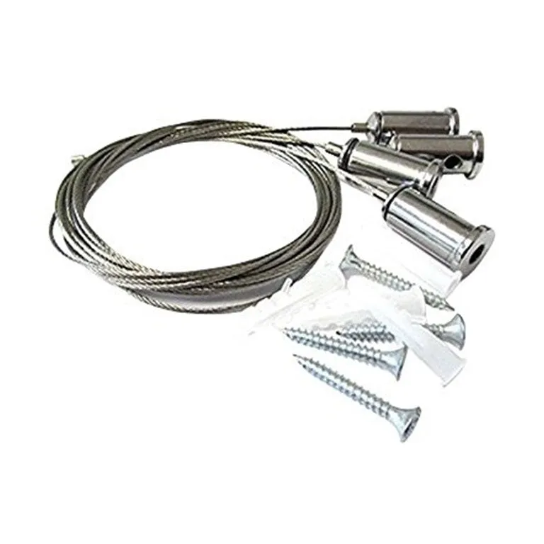 LED Panel Light Suspension Systems Kit with 4 Cables & 4 L-Brackets, Suspension Ceiling Light, Hanging Wire Light Suspension Cables Kit, for Ceiling LED Panel Light