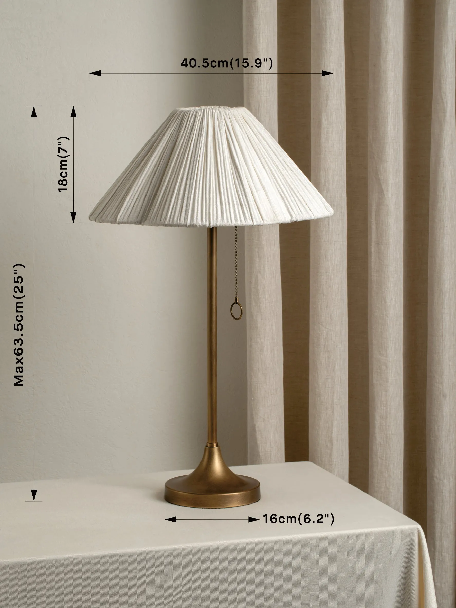 Lindi - aged brass and scalloped linen table lamp