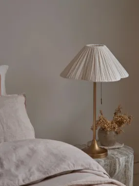 Lindi - aged brass and scalloped linen table lamp