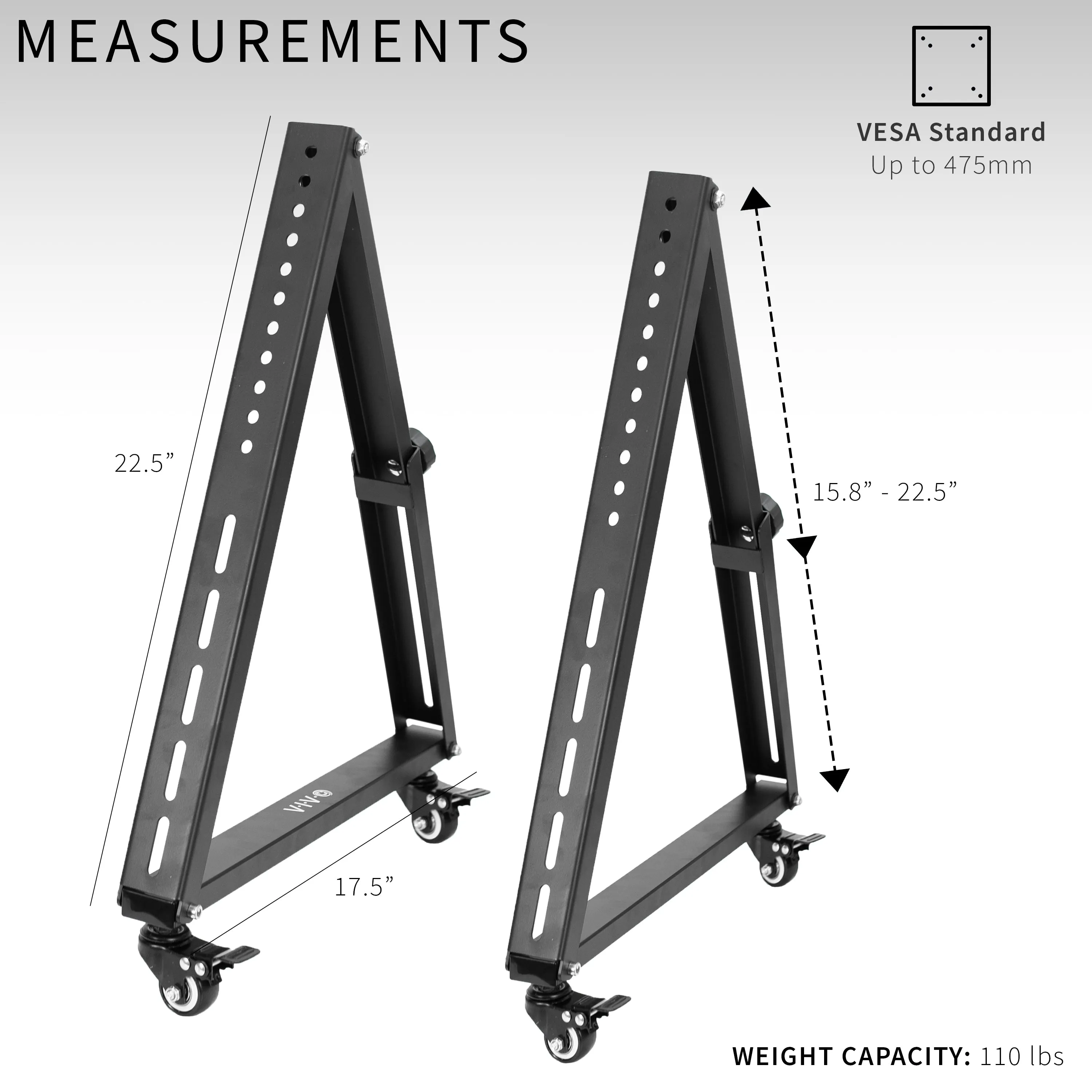 Low Height Mobile 32” to 65” TV Stand