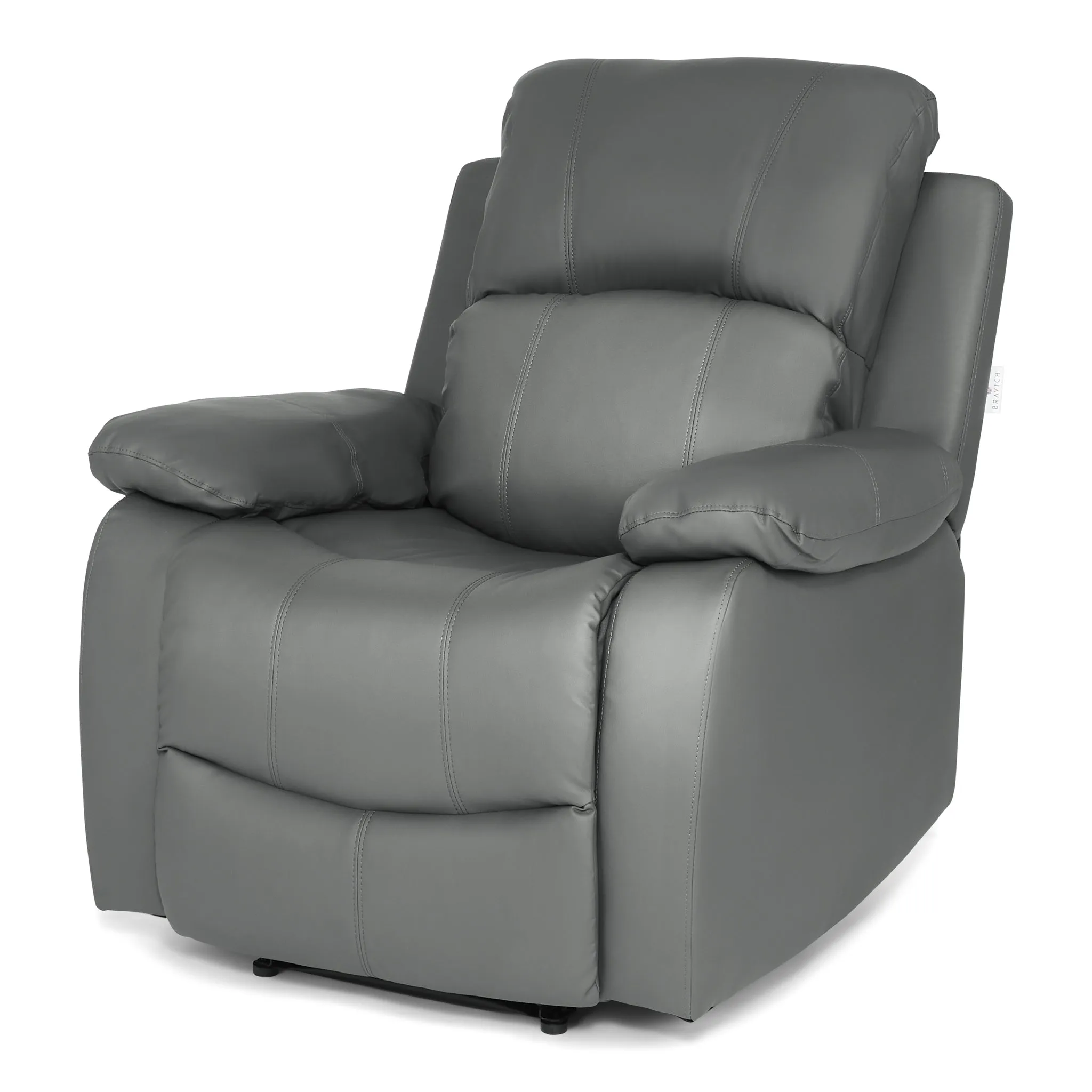 Manual Recliner Sofa Faux Leather Suite Charcoal Grey