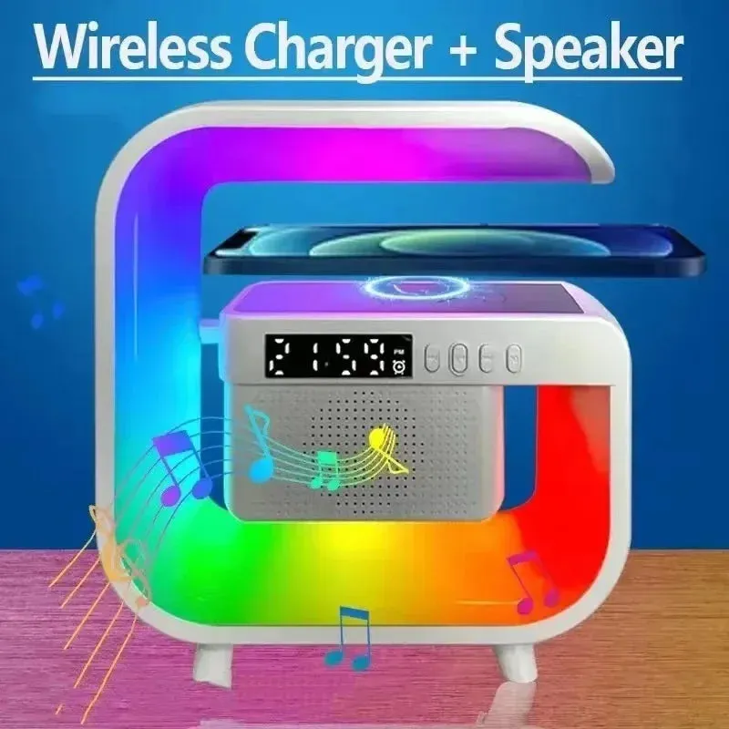 Multifunction Wireless Charger Stand Bluetooth 5.0 Speaker Fm Tf Rgb Night Light Fast Charging Station For Xiaomi Iphone Samsung