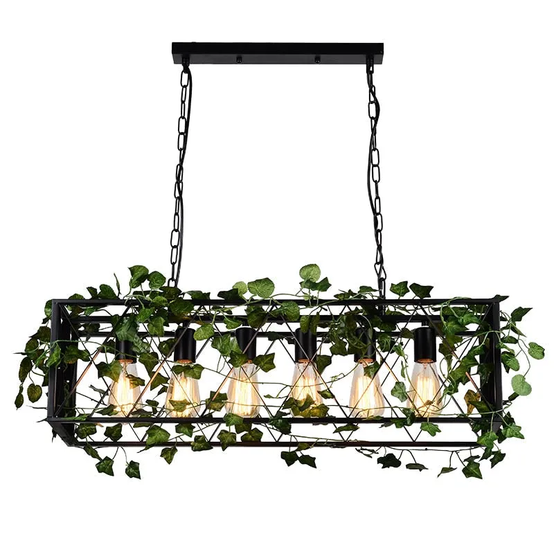 Music Atmosphere Restaurant Chandelier Green Plant Retro Lndustrial Hot Pot Milk Tea Shop Flowers Pendant Light