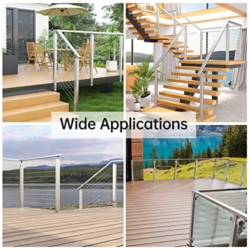 Muzata 2Pack 6'6" Handrail Stainless Steel for Cable Railing 60mmx30mm Rectangle Black Powder Coated Fit Muzata PT1 Flat Top Post Wood Metal Balustrade HT10 BP4 HR2