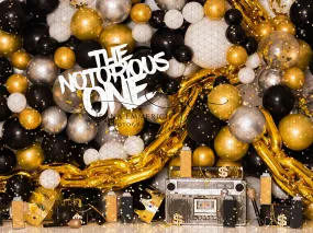 Notorious One Balloon Wall with Lights