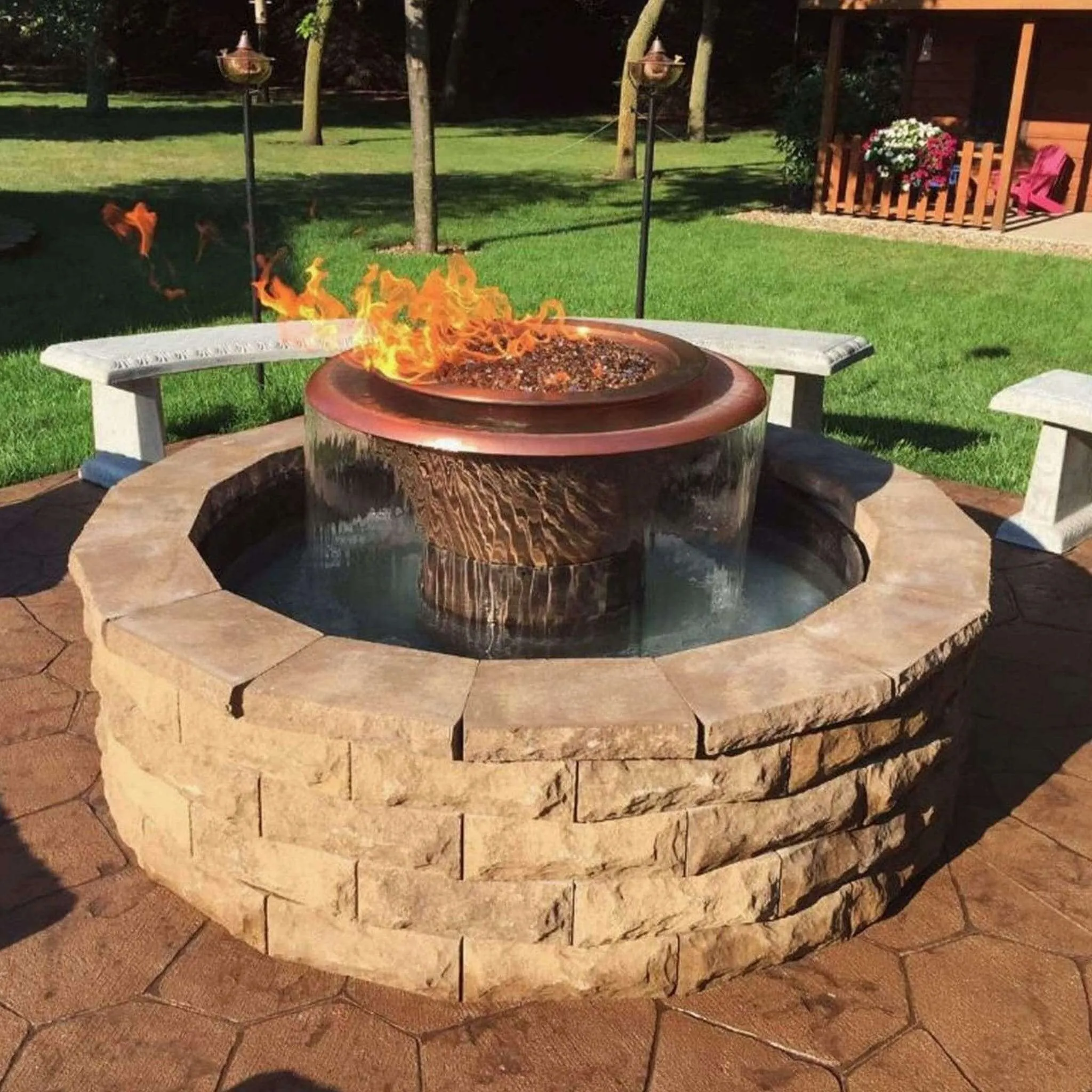 Olympian Round Fire & Water Fountain 360° Spill - The Outdoor Plus