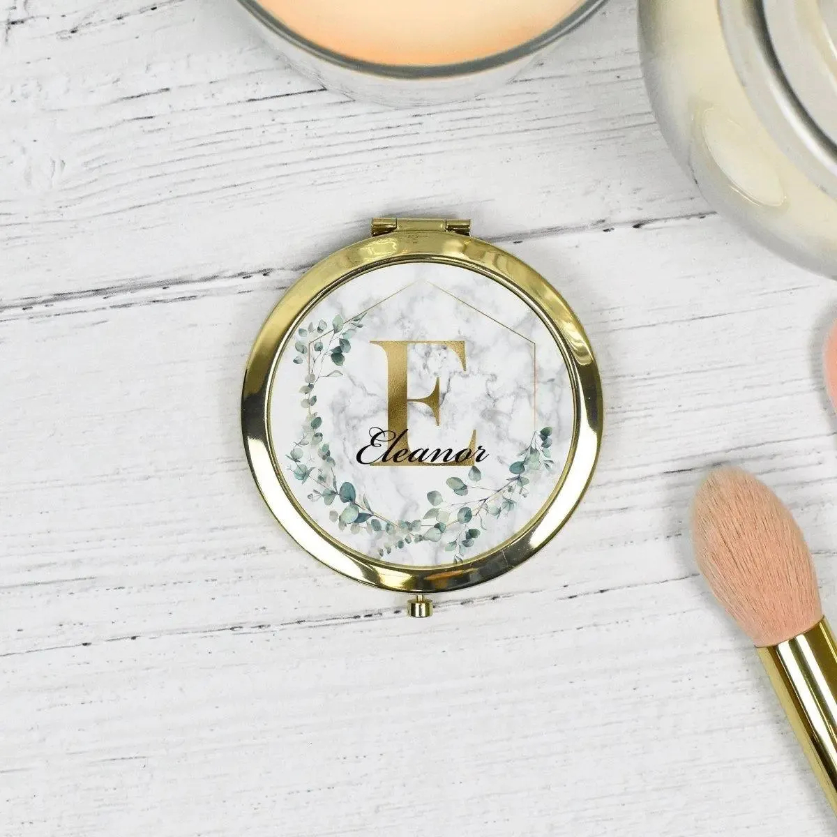 Personalised Pocket Mirror, Initial Bridesmaid Mirror, Eucalyptus Compact Mirror, Bridesmaid Gift, Hen Party Pocket Mirror, Pocket Mirrors