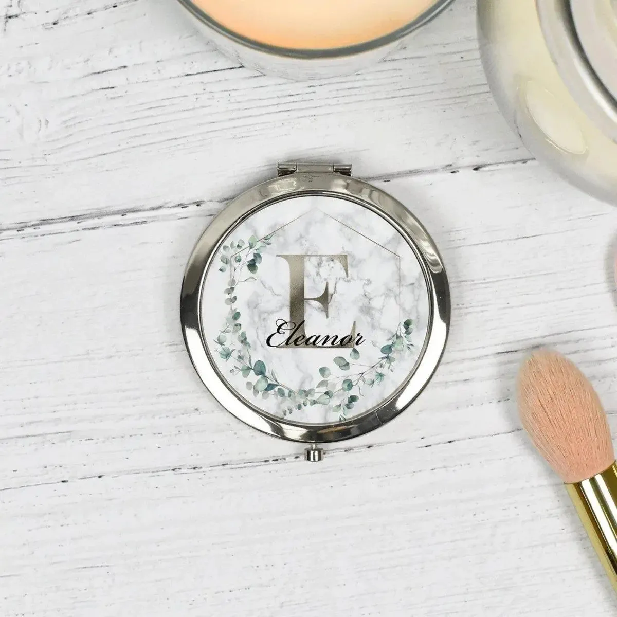 Personalised Pocket Mirror, Initial Bridesmaid Mirror, Eucalyptus Compact Mirror, Bridesmaid Gift, Hen Party Pocket Mirror, Pocket Mirrors