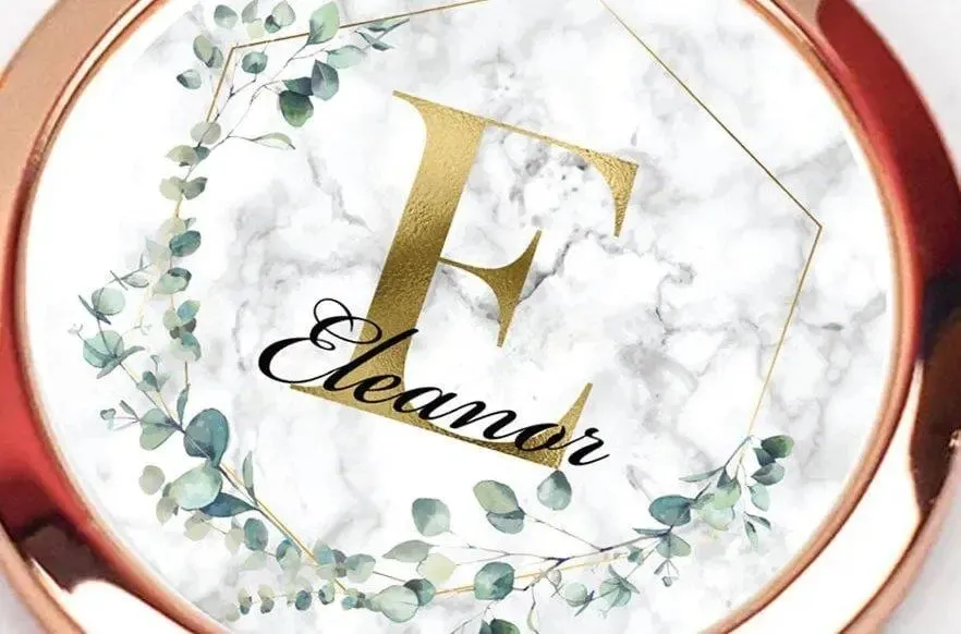 Personalised Pocket Mirror, Initial Bridesmaid Mirror, Eucalyptus Compact Mirror, Bridesmaid Gift, Hen Party Pocket Mirror, Pocket Mirrors