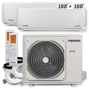 Pioneer® Dual 36000 BTU 3-Ton 21.8 SEER Multi (2) Zone Wall Mount Air Conditioner Heat Pump 230-Volt
