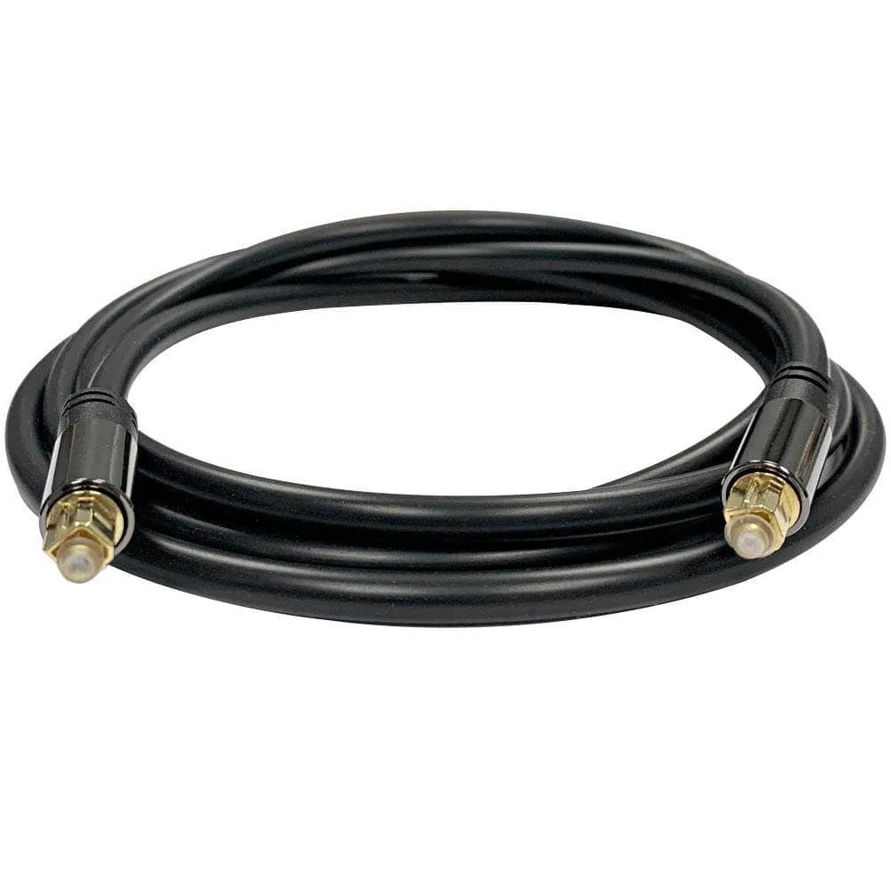 Premium 6 Foot Optical Digital Audio Fiber Optic Toslink Male Cable - Gold Plated Optical Digital Cord for Home Theater Gaming Systems and HD Audio