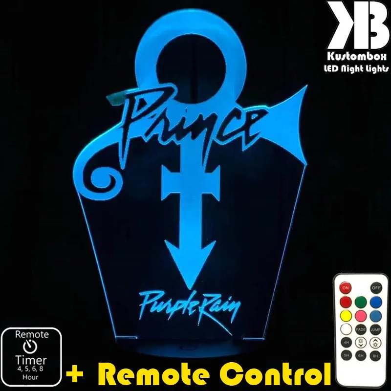 Prince Purple Rain 3D LED Night Light Lamp