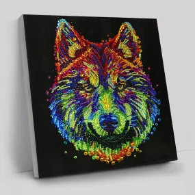 "Colourful Wolf" Crystal Art Kit 30x30cm