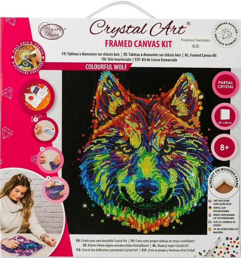 "Colourful Wolf" Crystal Art Kit 30x30cm