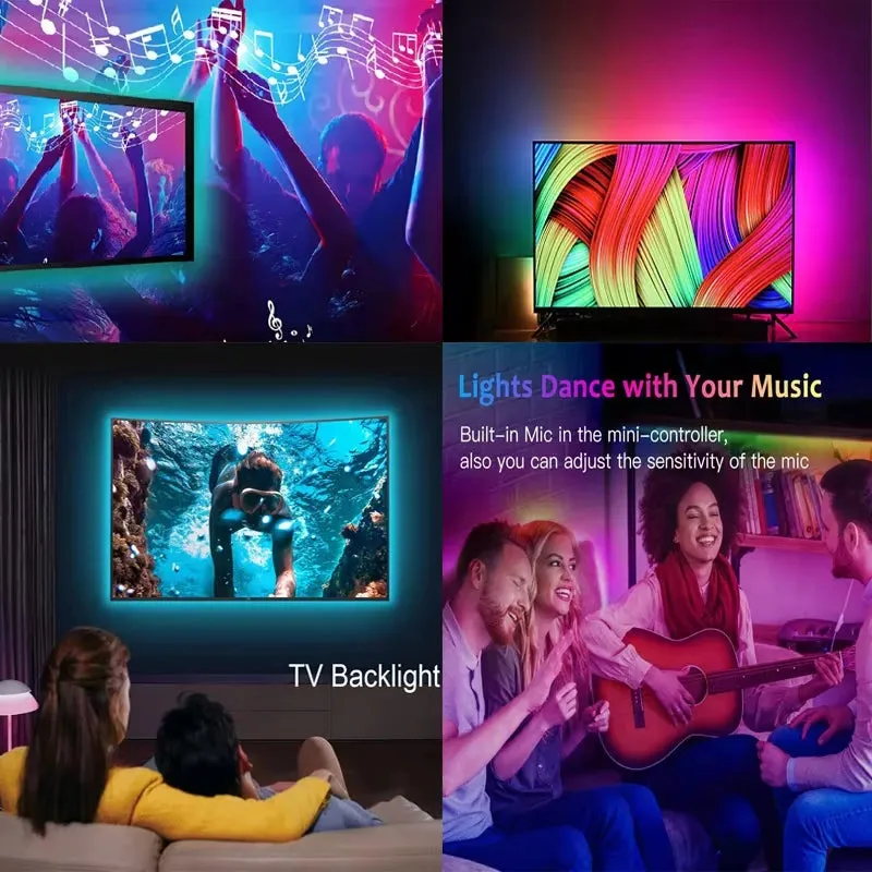 RGB 5050 Led Strip Light Bluetooth App Control 5V USB Led Tape Flexible Ribbon Diode Tape for Bedroom Garden Party Wedding